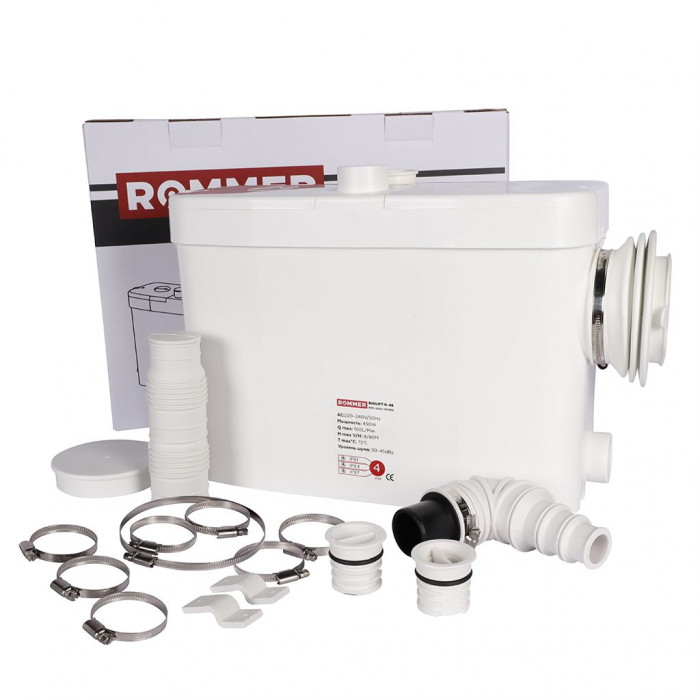 Канализационная насосная установка ROMMER BIOLIFT R-4S, выход сбоку 1х100 мм/3х40 мм