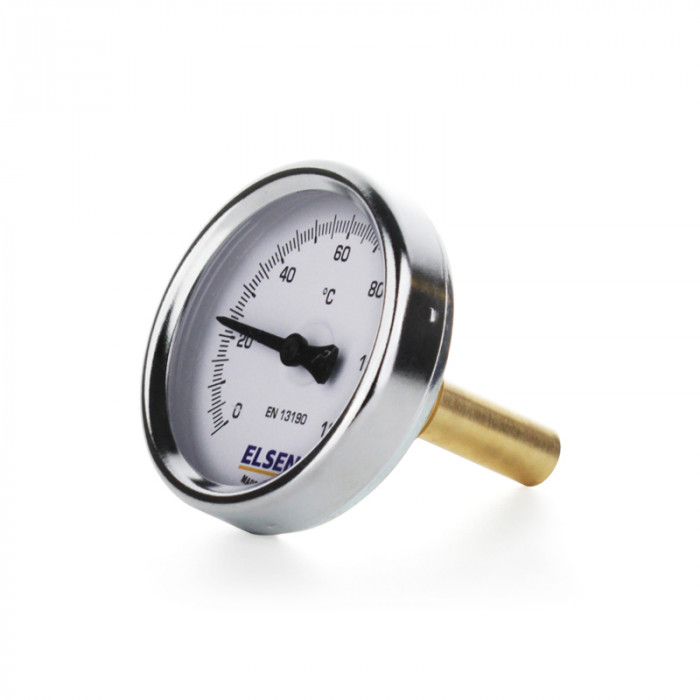 Термометр биметаллический осевой, диаметр корпуса 63 мм, присоединение резьбовое В 1/2"