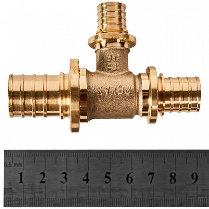 Тройник REHAU с уменьшенным боковым и торцевым проходами 25-16-20 MX для труб из сшитого полиэтилена аксиальный