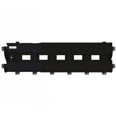 Модульный коллектор GIDRUSS MK-60-4D.EPP (до 60 кВт, магистраль G 1, 3+1 контура G 1, EPP-термоизоляция, 4D-кронштейны K.UMS, цвет черный муар с серебром, подключение для температурного датчика)
