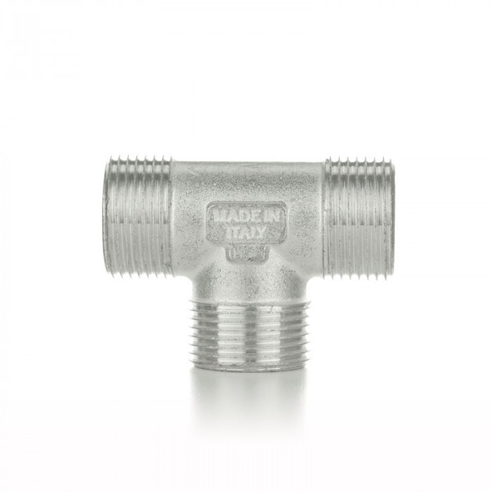 Тройник равнопроходной, ННН 1/2", TIN латунь