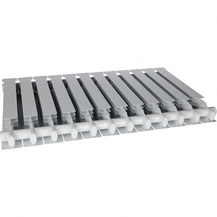 Алюминиевый радиатор STOUT ALPHA 500, 12 секций, боковое подключение, белый