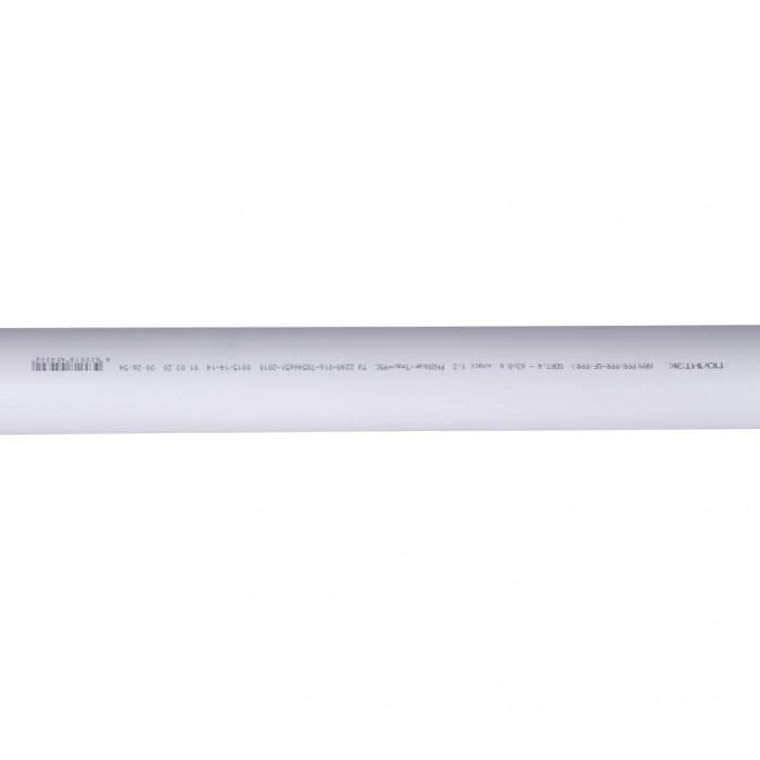 Труба полипропиленовая армированная Политэк d=63х8,6 (PN 20) (стекловолокно) (цвет белый)