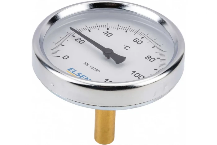 Термометр биметаллический осевой,диаметр корпуса 80 мм, присоединение резьбовое В 1/2"