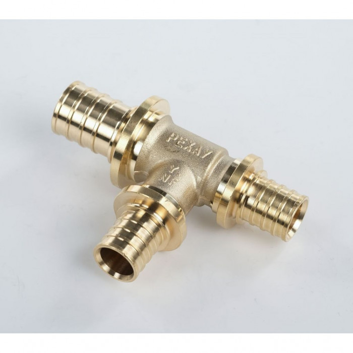 Тройник REHAU с уменьшенным боковым и торцевым проходами 25-20-20 MX для труб из сшитого полиэтилена аксиальный