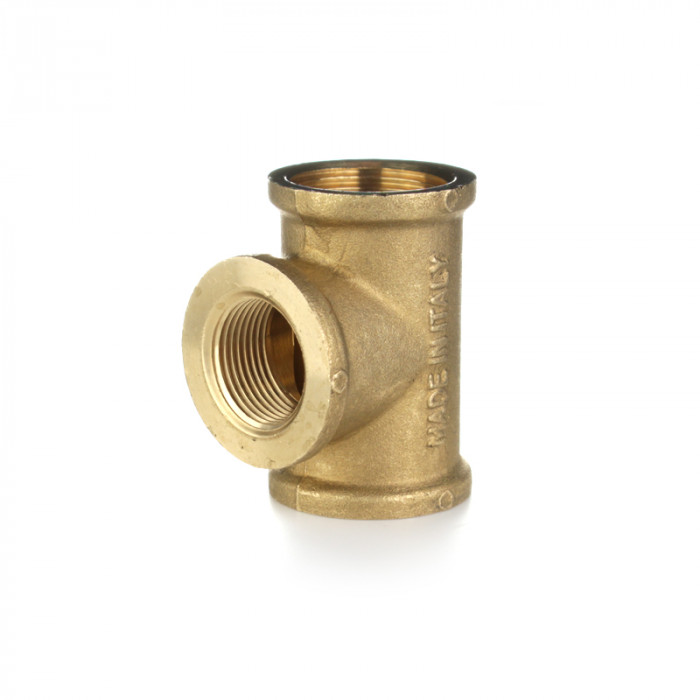 Тройник переходной, ВВВ 3/4"×1/2"×3/4", латунь