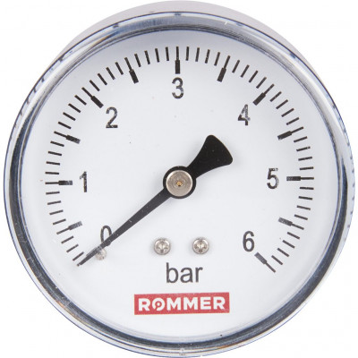RIM-0009-630608 Манометр ROMMER аксиальный. Корпус Dn 63 мм 1/4 , 0...6 бар, кл.2.5