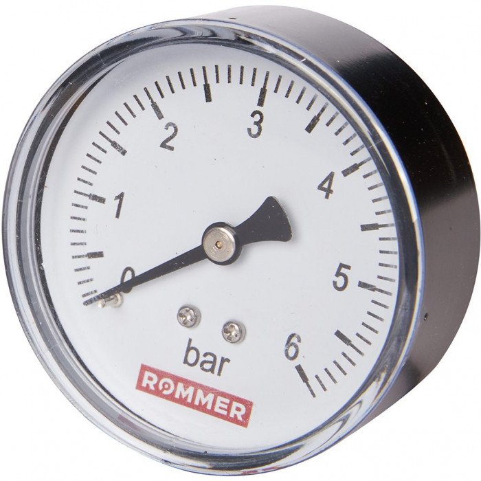 RIM-0009-630608 Манометр ROMMER аксиальный. Корпус Dn 63 мм 1/4 , 0...6 бар, кл.2.5