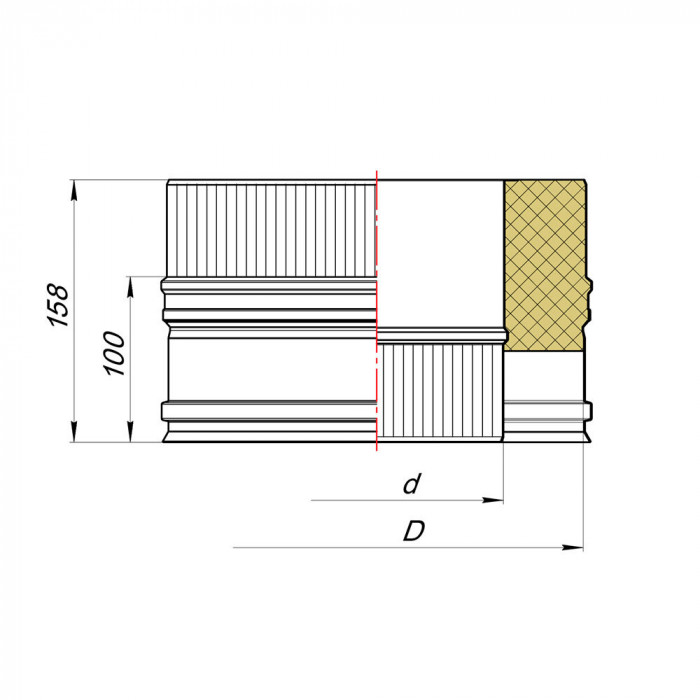 Переходник расширитель-гофра D200/300, AISI 321/304 (Вулкан)