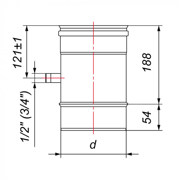 Труба L250 D160 со штуцером для отбора проб, AISI 321 (Вулкан)