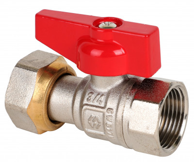 Кран шаровый полнопроходной прямой с накидной гайкой MVI 1/2&quot;, внутренняя-внутренняя, бабочка