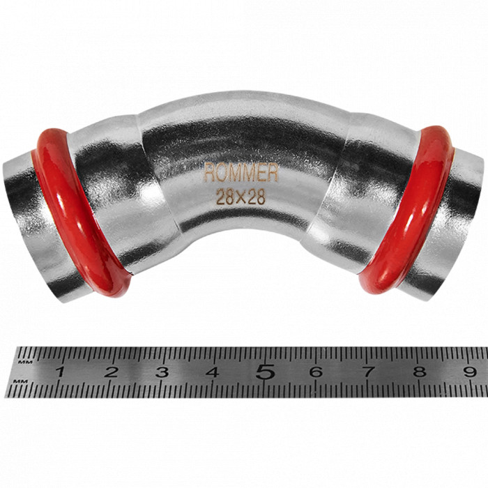 ROMMER RSS-0005-000028 ROMMER Угольник 45°-ВПр, 28, из нержавеющей стали прессовой