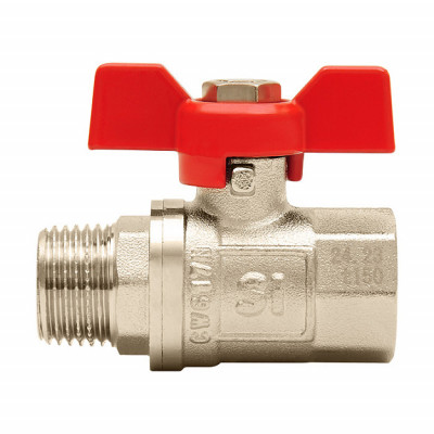 Кран шаровой латунный Smart Install ВР/НР 1/2&quot; бабочка красная