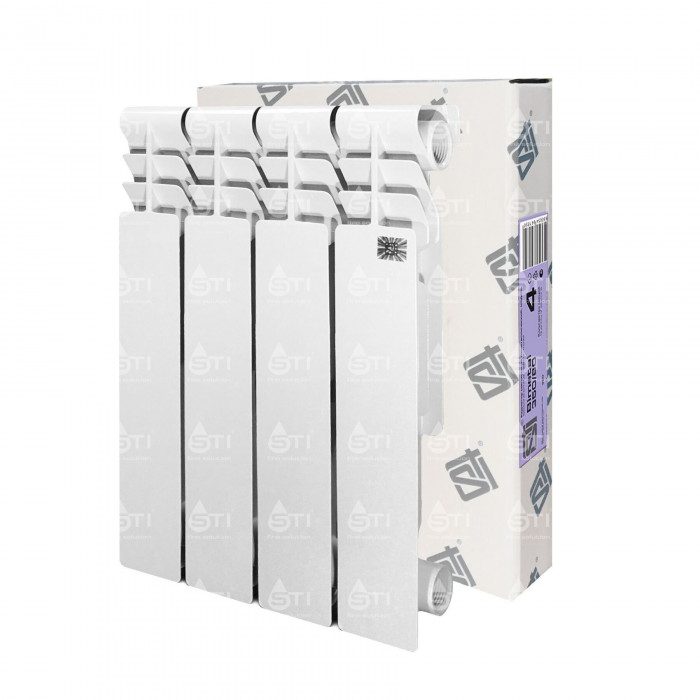 Биметаллический радиатор STI Bimetal 350/80, 4 секций, боковое подключение