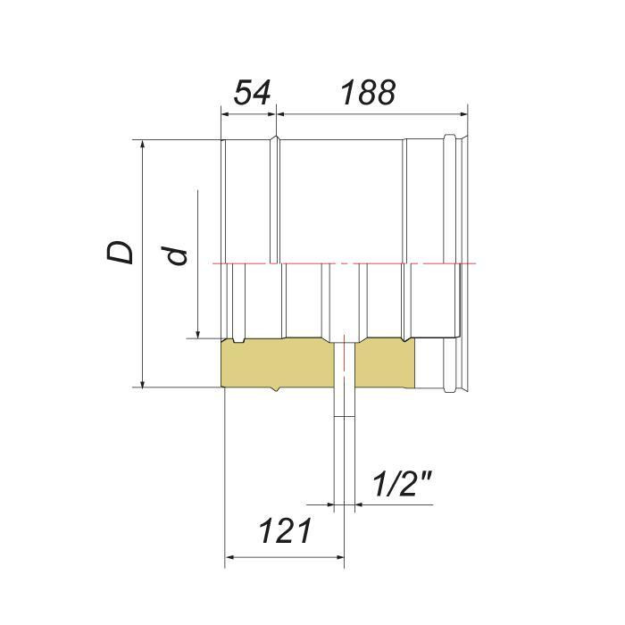 Труба горизонтальная со штуцером для отвода конденсата D160/260, AISI 321/304 (Вулкан)
