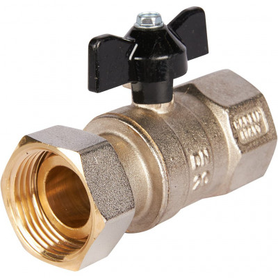 STOUT Кран шаровой с накидной гайкой, ВР/накидная гайка, ручка бабочка 1x1