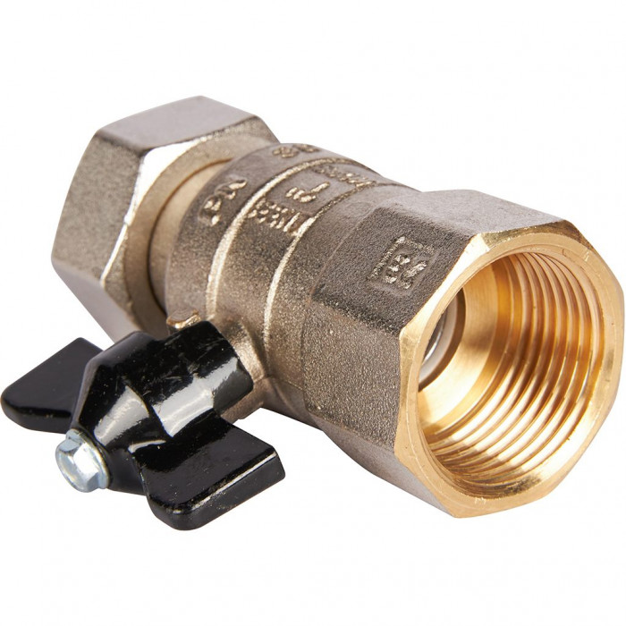 STOUT Кран шаровой с накидной гайкой, ВР/накидная гайка, ручка бабочка 1x1