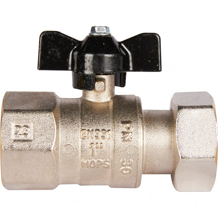 STOUT Кран шаровой с накидной гайкой, ВР/накидная гайка, ручка бабочка 1x1