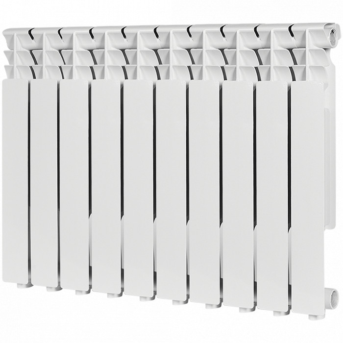 Алюминиевый радиатор ROMMER Optima 500, 10 секций, боковое подключение, белый