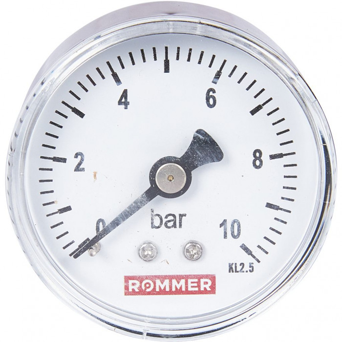 RIM-0009-501008 Манометр ROMMER аксиальный. Корпус Dn 50 мм 1/4 , 0...10 бар, кл.2.5