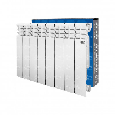 Биметаллический радиатор STI Bimetal 350/80, 8 секций, боковое подключение