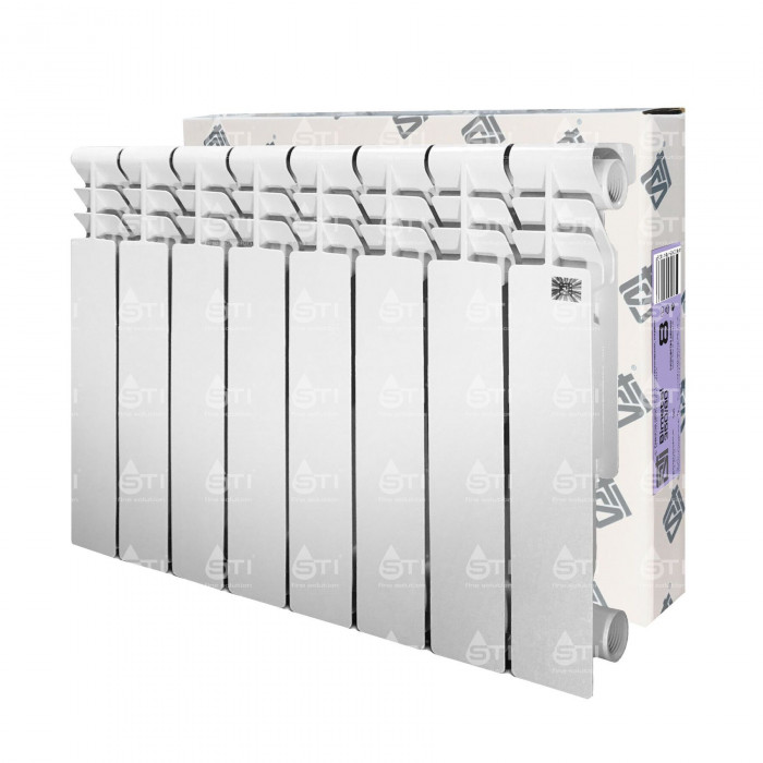 Биметаллический радиатор STI Bimetal 350/80, 8 секций, боковое подключение