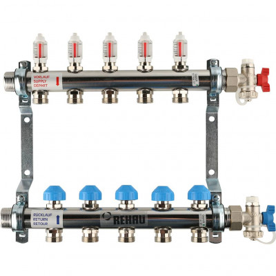 Распределительный коллектор REHAU HKV-D на 5 контуров нержавеющая сталь (12080511002)