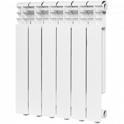 Алюминиевый радиатор ROMMER Profi 500, 6 секций, боковое подключение, белый