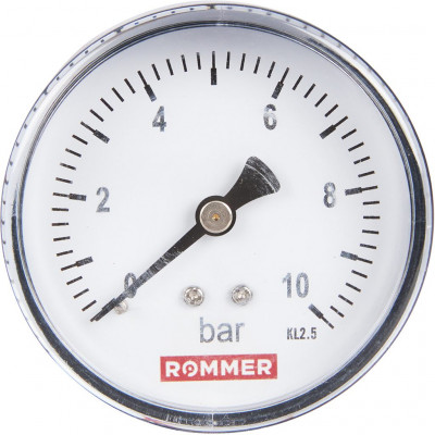 RIM-0009-631008 Манометр ROMMER аксиальный. Корпус Dn 63 мм 1/4 , 0...10 бар, кл.2.5