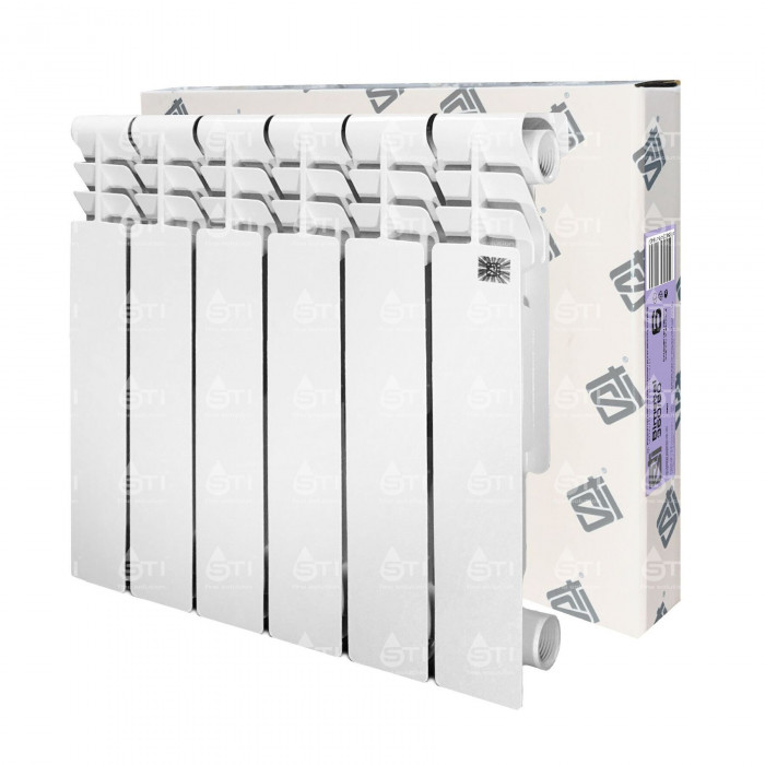 Биметаллический радиатор STI Bimetal 350/80, 6 секций, боковое подключение