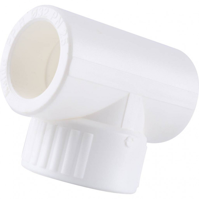 Тройник Kalde с внутренней резьбой 32х1 для полипропиленовых труб под сварку (цвет белый)