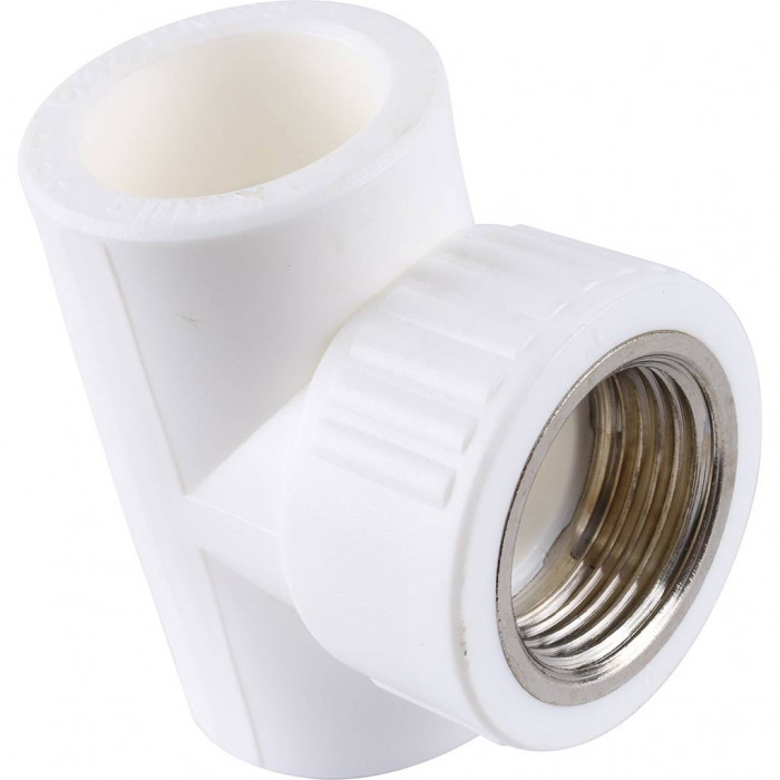 Тройник Kalde с внутренней резьбой 32х1 для полипропиленовых труб под сварку (цвет белый)
