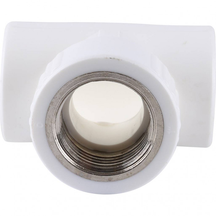 Тройник Kalde с внутренней резьбой 32х1 для полипропиленовых труб под сварку (цвет белый)