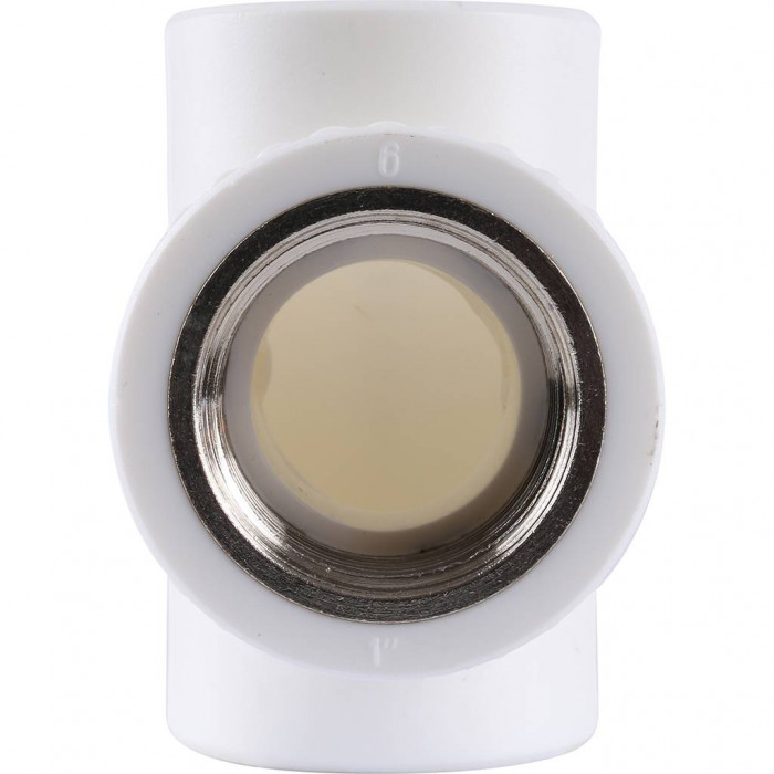 Тройник Kalde с внутренней резьбой 32х1 для полипропиленовых труб под сварку (цвет белый)