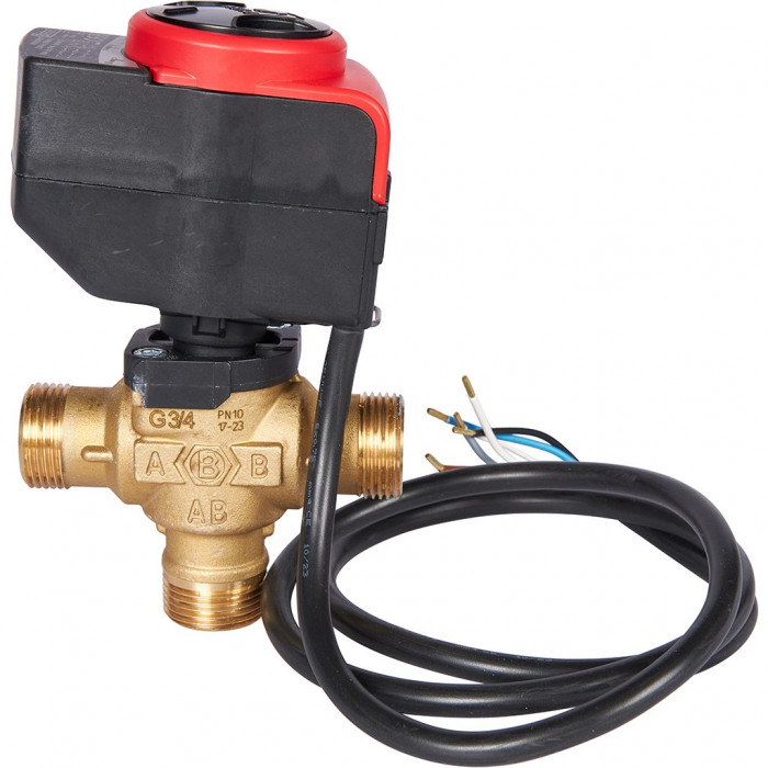 3-Ходовой зональный клапан, сервопривод 230V STOUT с кабелем 1м,, НР 3/4