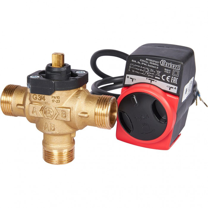 3-Ходовой зональный клапан, сервопривод 230V STOUT с кабелем 1м,, НР 3/4