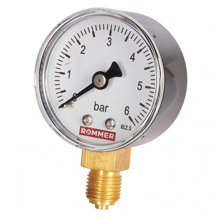 RIM-0010-500608 Манометр ROMMER радиальный. Корпус Dn 50 мм 1/4 , 0...6 бар, кл.2.5