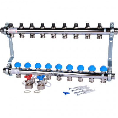 Распределительный коллектор REHAU HKV на 9 контуров нержавеющая сталь (12180911001)