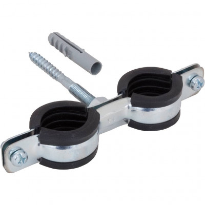 Walraven Хомут двойной Cobra с epdm М8 15-18мм+винт-шуруп М8х80мм+дюбель, шт