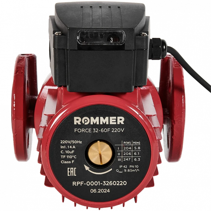 Насос циркуляционный фланцевый ROMMER PRF трехскоростной 32-60F 220V