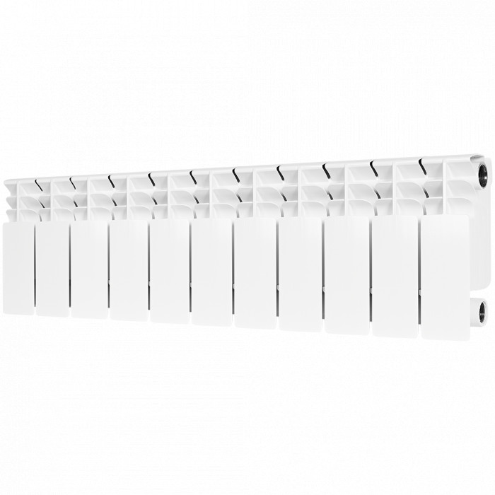 Биметаллический радиатор STOUT TITAN 200, 11 секций, боковое подключение, белый