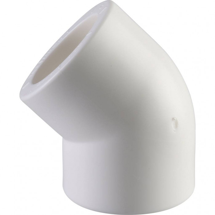 Политэк d=25 Угольник 45* для полипропиленовых труб под сварку (цвет белый)