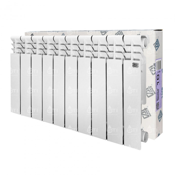 Биметаллический радиатор STI Bimetal 350/80, 10 секций, боковое подключение