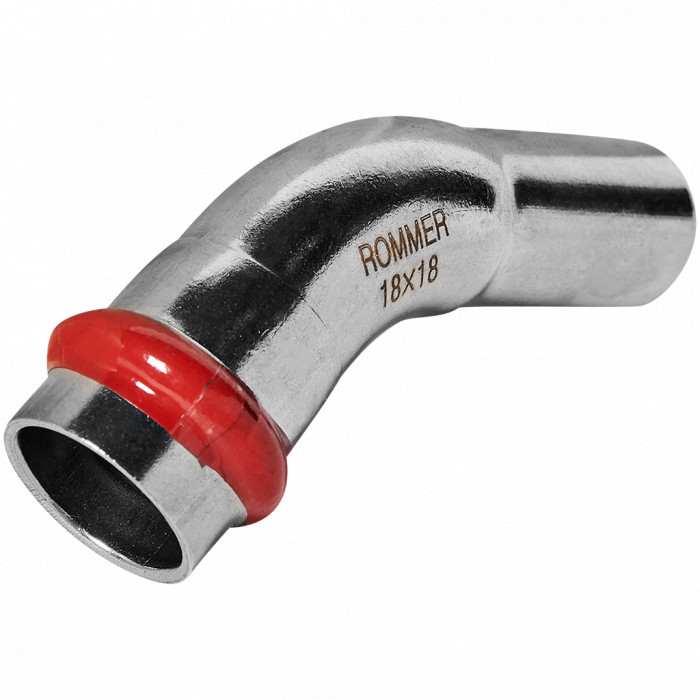 ROMMER RSS-0004-000018 ROMMER Угольник однораструбный 45°-НПр, 18, из нержавеющей стали прессовой