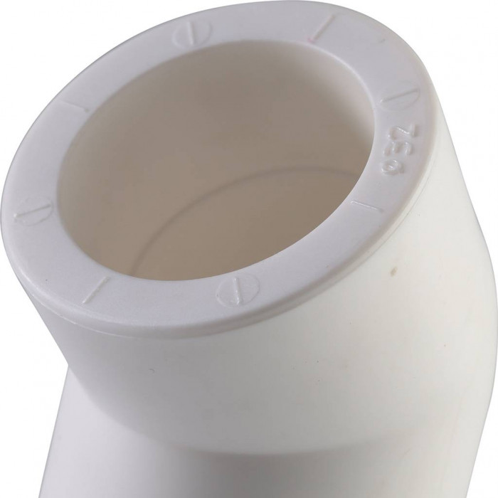 Политэк d=32 Угольник 45* для полипропиленовых труб под сварку (цвет белый)