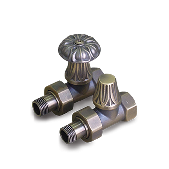 Комплект декоративных вентилей прямых для чугунных радиаторов  1/2&quot;, цвет темная бронза