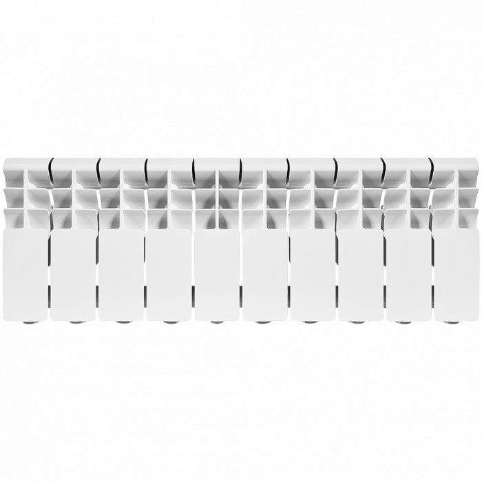 Алюминиевый радиатор ROMMER Plus 200, 10 секций, боковое подключение, белый
