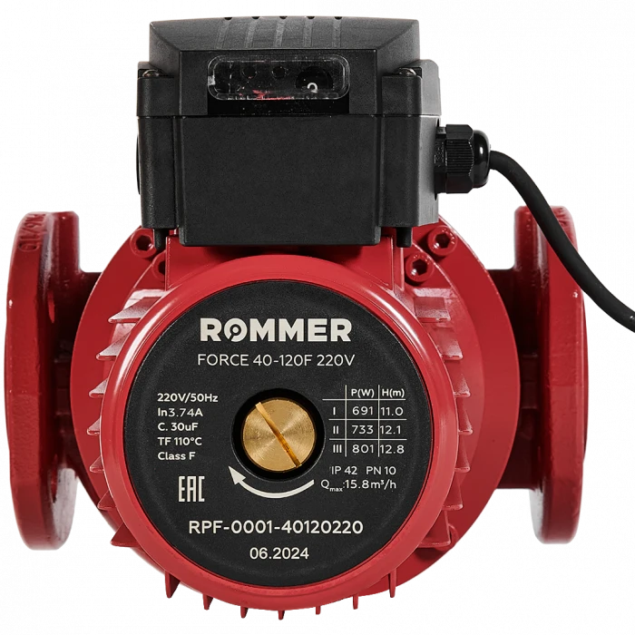 Насос циркуляционный фланцевый ROMMER PRF трехскоростной 40-120F 220V