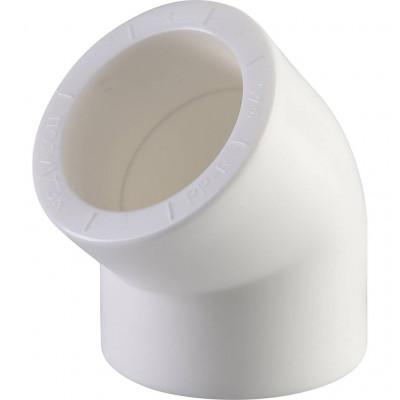Политэк d=40 Угольник 45* для полипропиленовых труб под сварку (цвет белый)