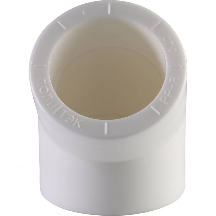 Политэк d=40 Угольник 45* для полипропиленовых труб под сварку (цвет белый)